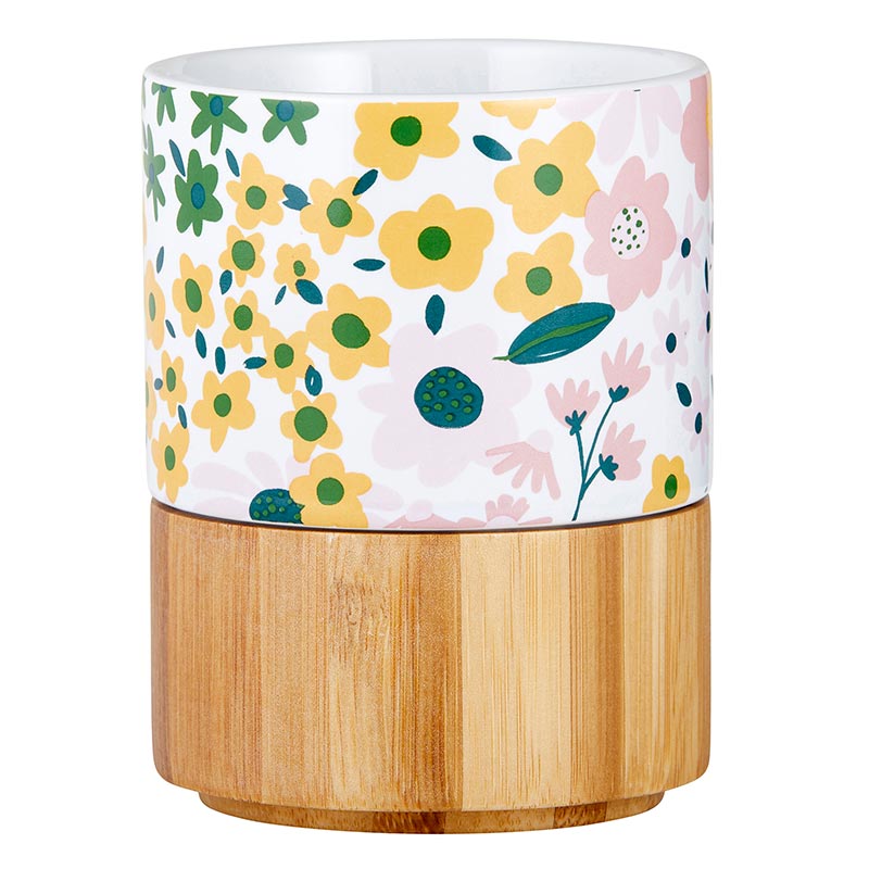 Floral Ceramic Mug with Bamboo Base by The Bullish Store