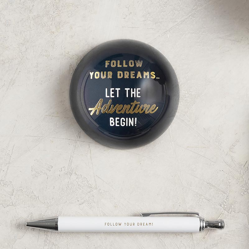 Follow Your Dreams Glass Dome Paperweight | In a Gift Box by The Bullish Store