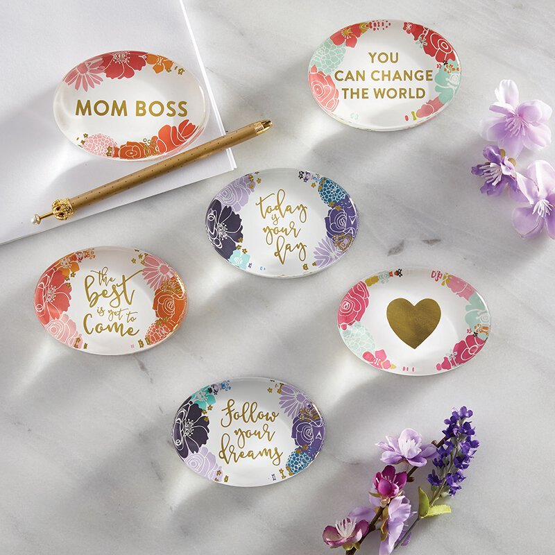 Follow Your Dreams Oval Floral Glass Paperweight by The Bullish Store