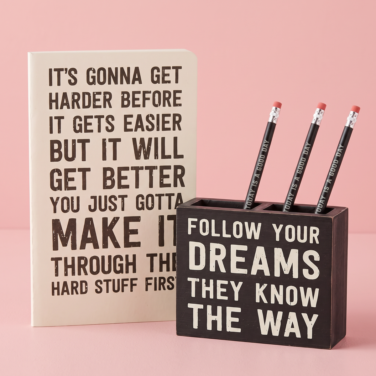 Follow Your Dreams Stationery Gift Set | Giftable | Notebooks, Pencils, Pen Holder by The Bullish Store