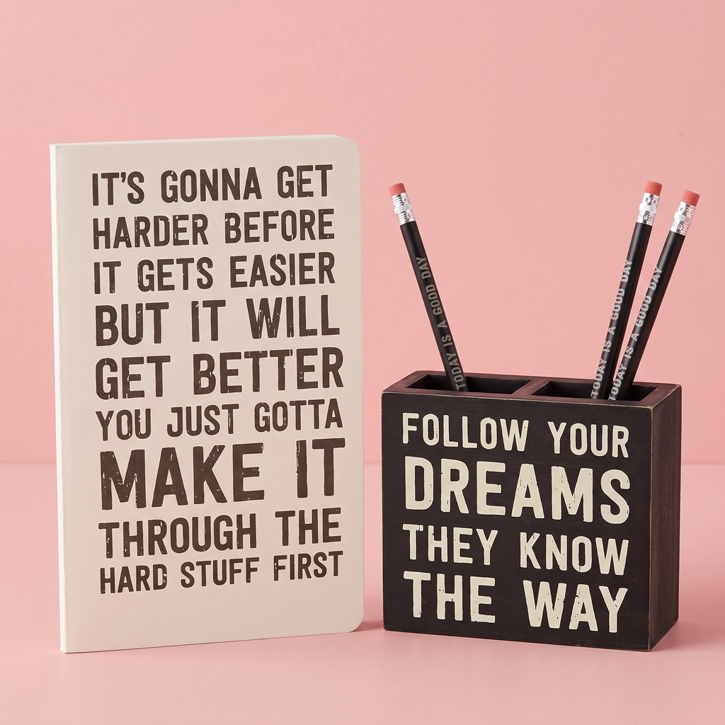 Follow Your Dreams Stationery Gift Set | Giftable | Notebooks, Pencils, Pen Holder by The Bullish Store