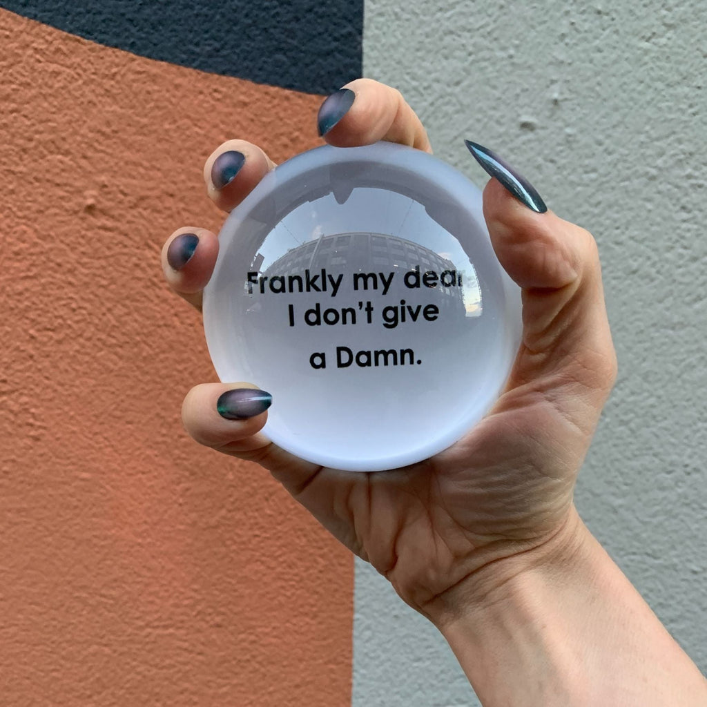 Frankly My Dear I Don't Give A Damn Glass Dome Paper Weight | Paper Document Holder by The Bullish Store