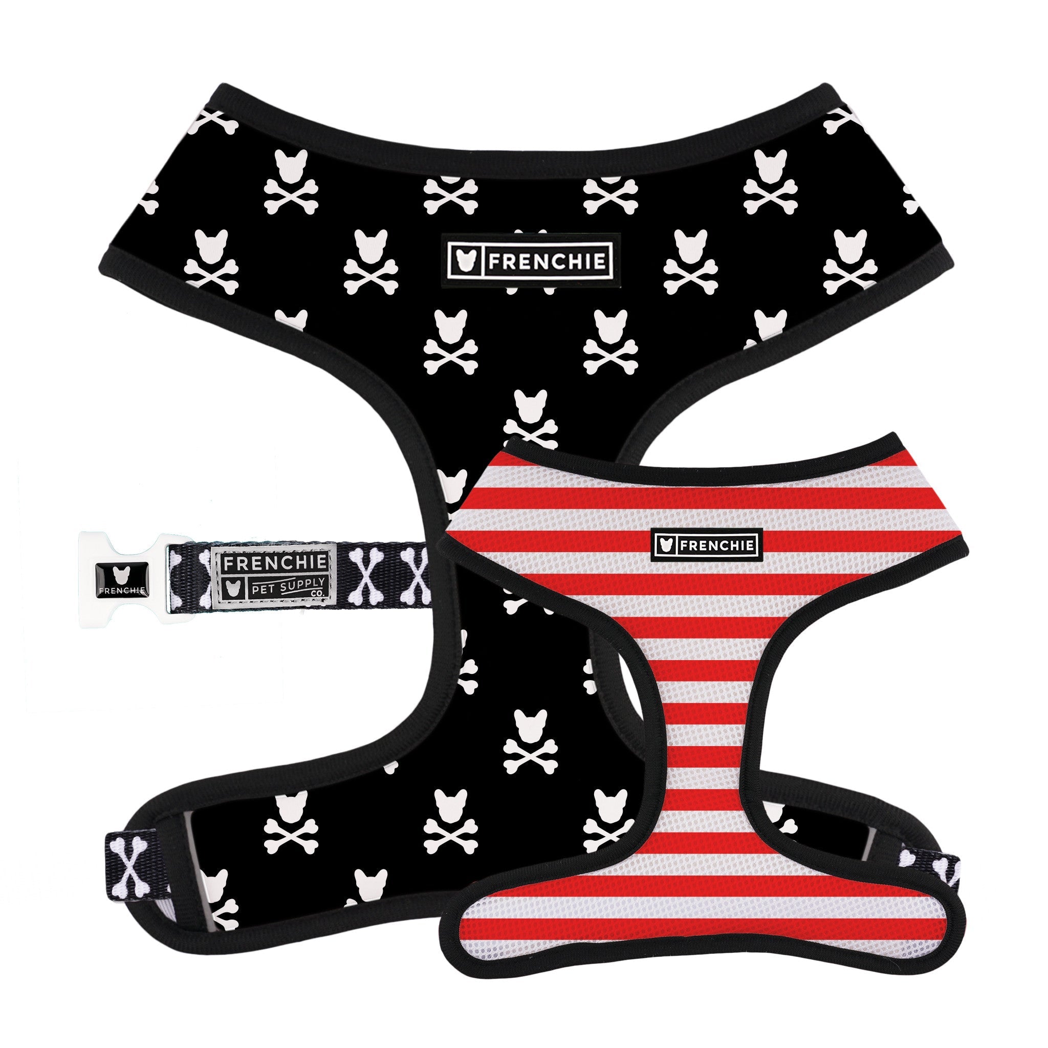 Frenchie Duo Reversible Harness - Bad To The Bone by Frenchie Bulldog