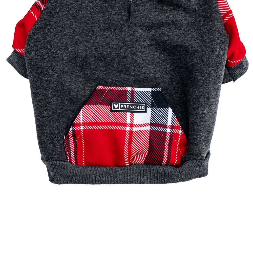 Frenchie Dog Hoodie - Scarlet Plaid by Frenchie Bulldog