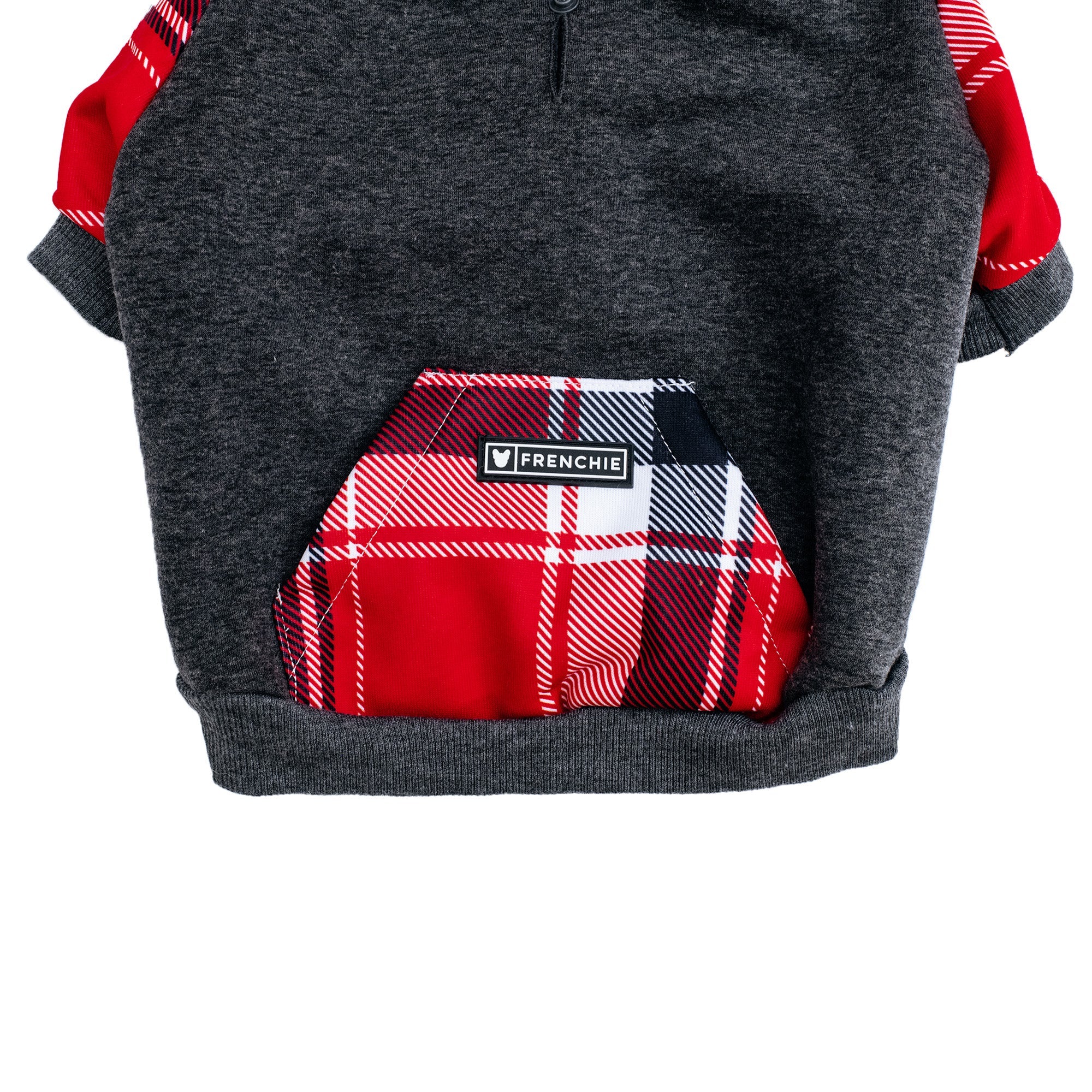 Frenchie Dog Hoodie - Scarlet Plaid by Frenchie Bulldog