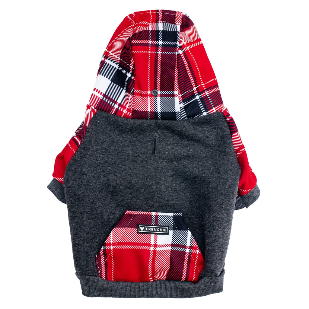Frenchie Dog Hoodie - Scarlet Plaid by Frenchie Bulldog