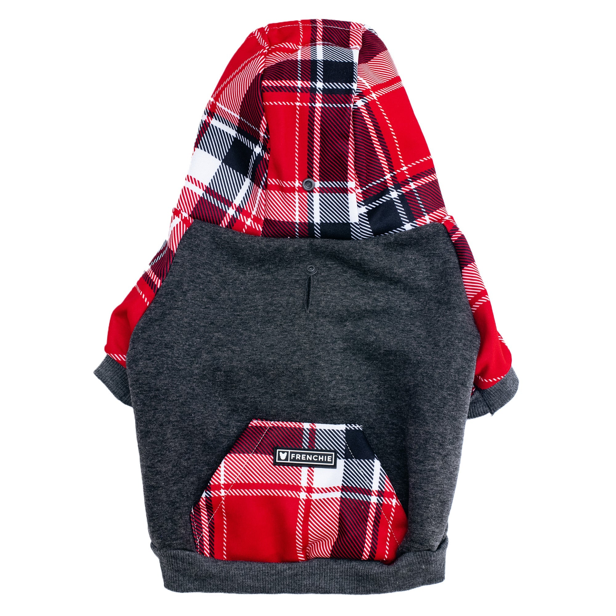 Frenchie Dog Hoodie - Scarlet Plaid by Frenchie Bulldog