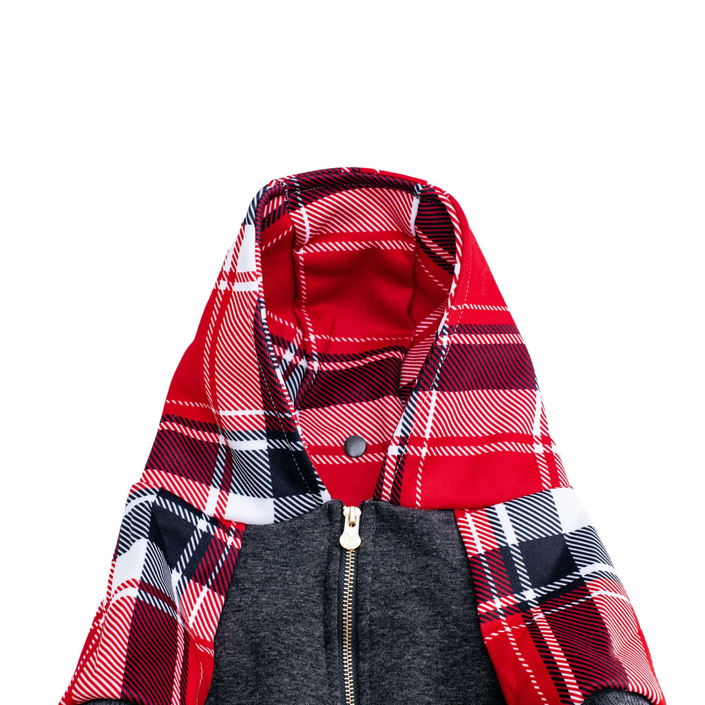 Frenchie Dog Hoodie - Scarlet Plaid by Frenchie Bulldog