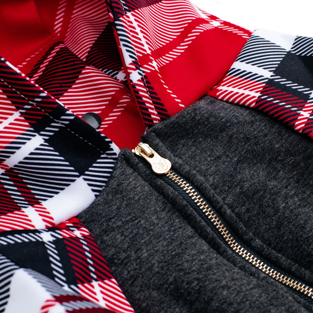 Frenchie Dog Hoodie - Scarlet Plaid by Frenchie Bulldog