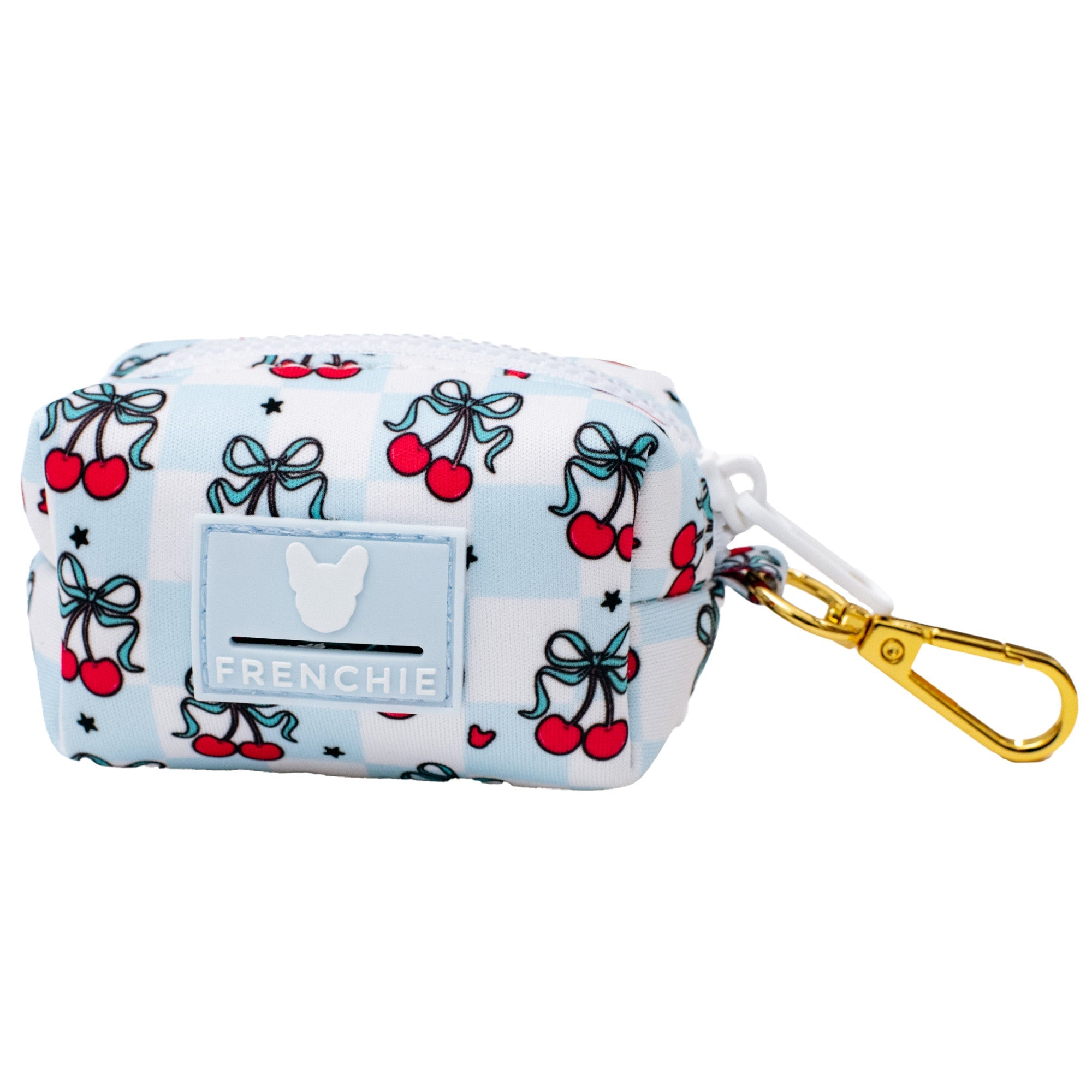 Frenchie Poo Bag Holder - Cherries Blue by Frenchie Bulldog