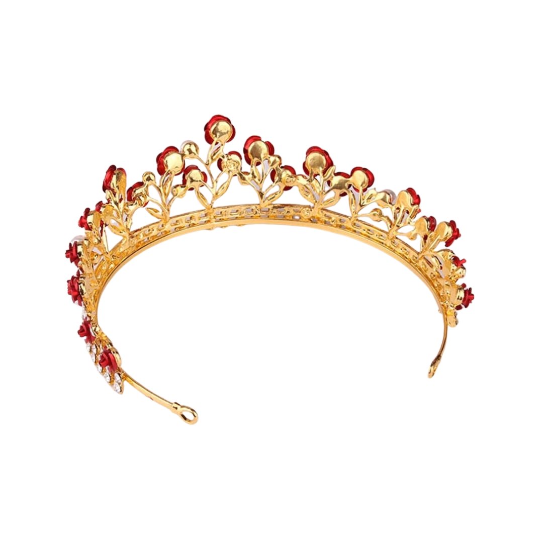 Fresh Romance Red Roses Tiara Crown | Royalty Crown Hair Accessory by The Bullish Store