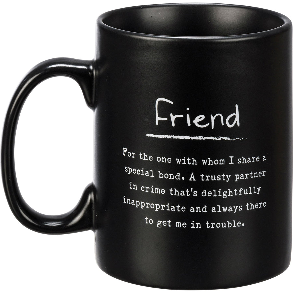 Friend Poetry Stoneware Mug | Matte Black Double-sided Coffee Tea Cup | 20oz by The Bullish Store