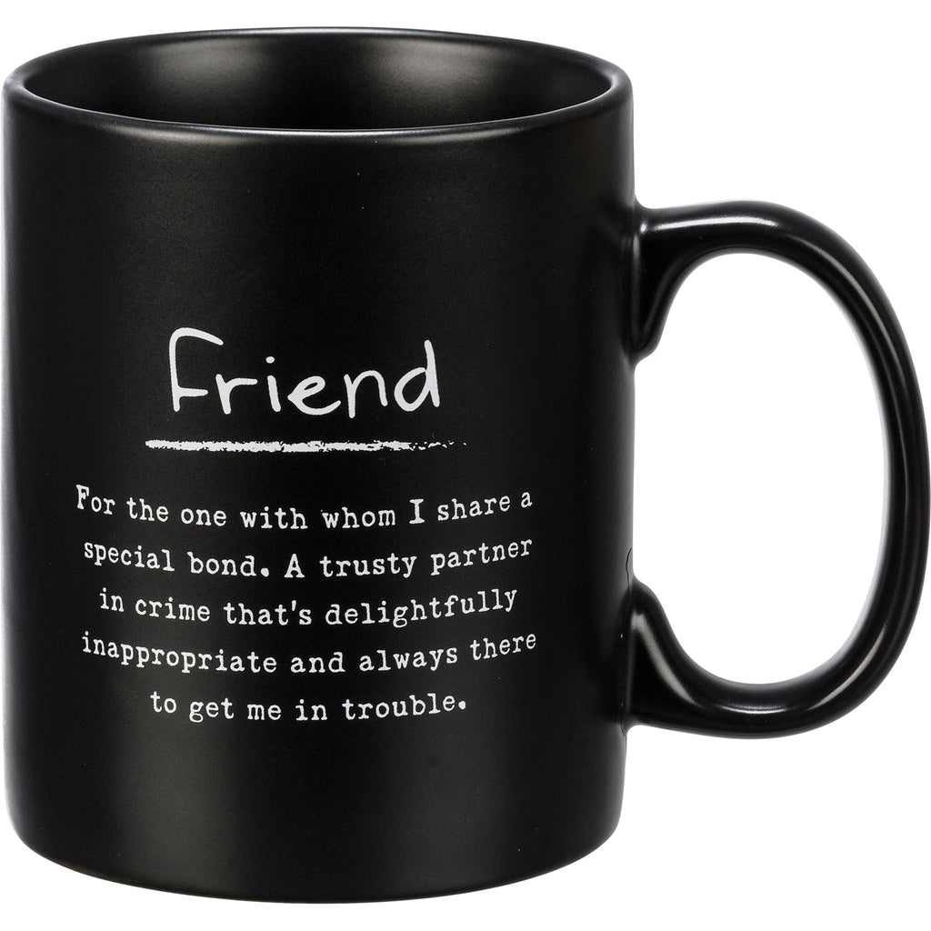 Friend Poetry Stoneware Mug | Matte Black Double-sided Coffee Tea Cup | 20oz by The Bullish Store
