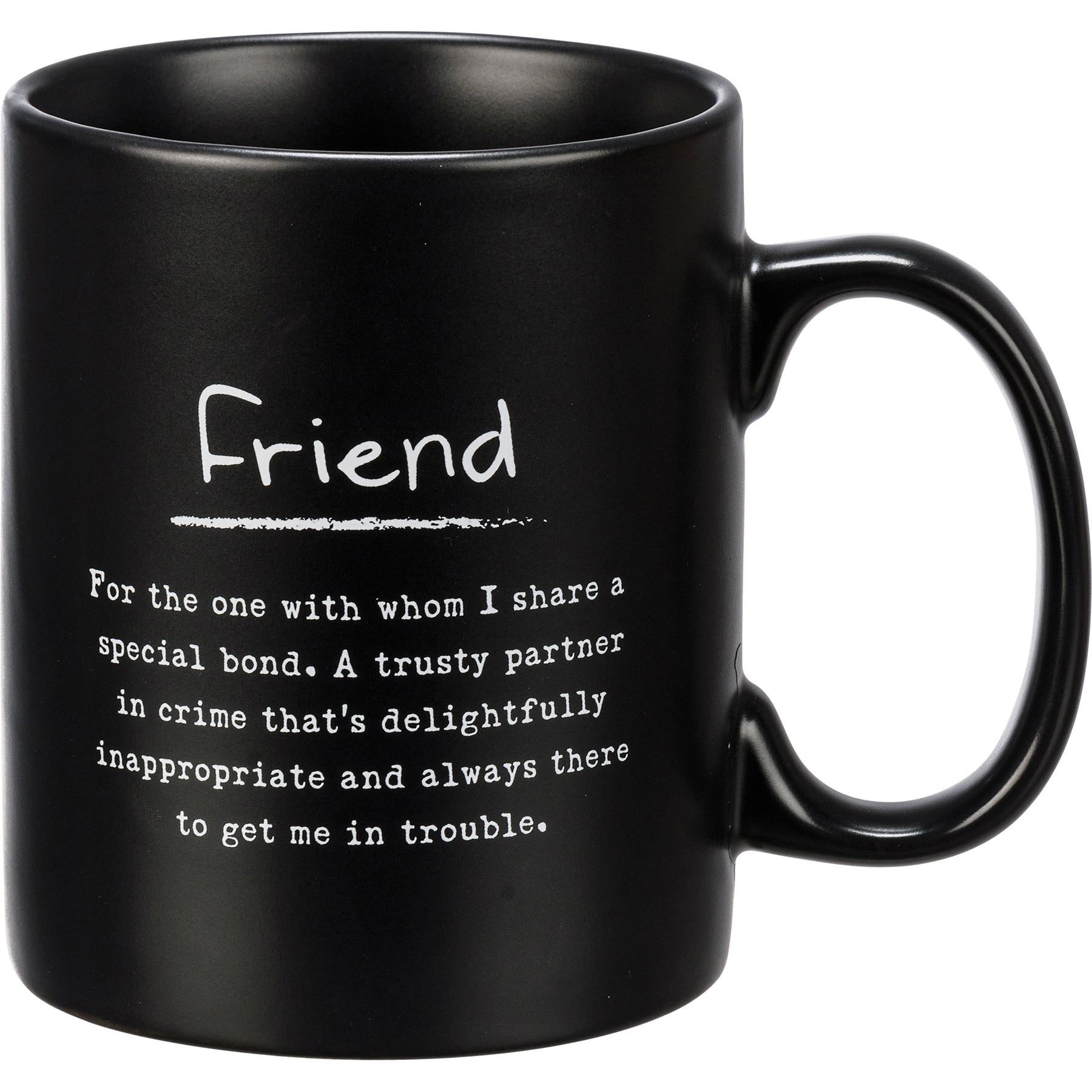 Friend Poetry Stoneware Mug | Matte Black Double-sided Coffee Tea Cup | 20oz by The Bullish Store