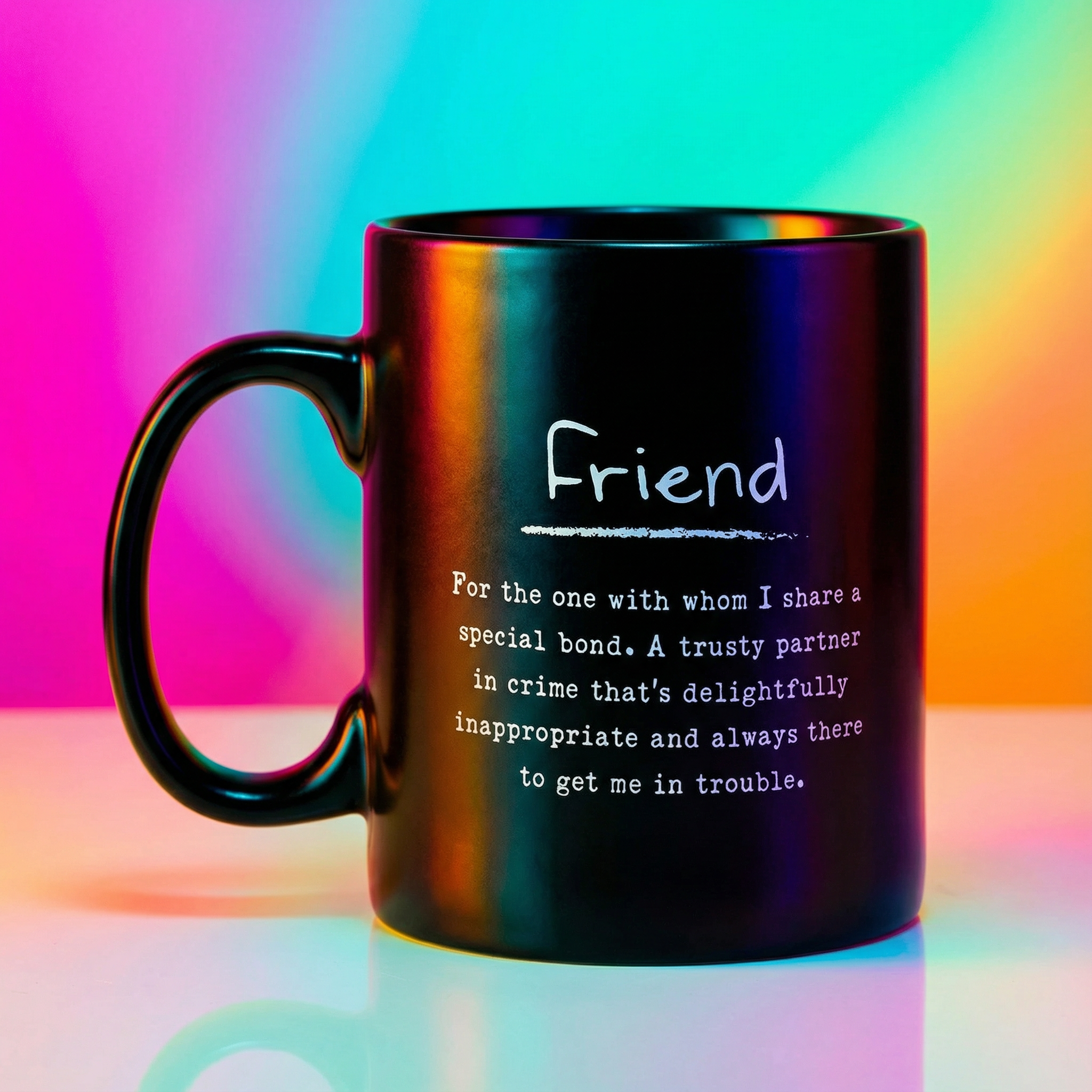 Friend Poetry Stoneware Mug | Matte Black Double-sided Coffee Tea Cup | 20oz by The Bullish Store