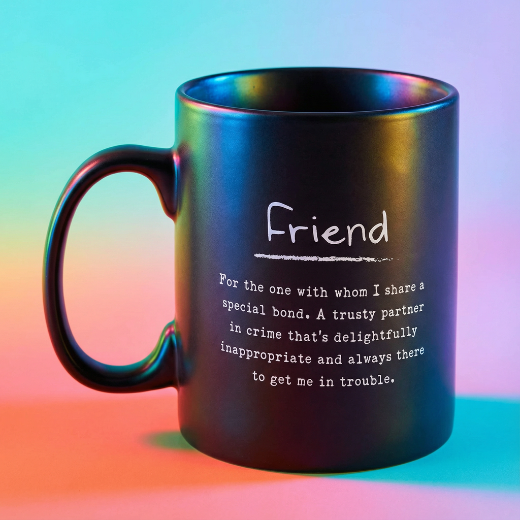 Friend Poetry Stoneware Mug | Matte Black Double-sided Coffee Tea Cup | 20oz by The Bullish Store