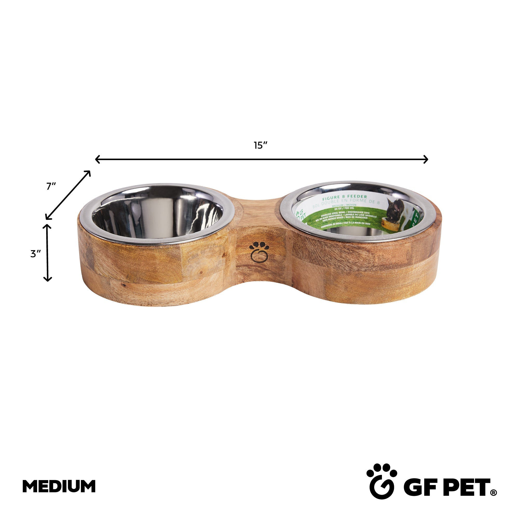 Wood & Metal Feeder Double Diner by GF Pet.us