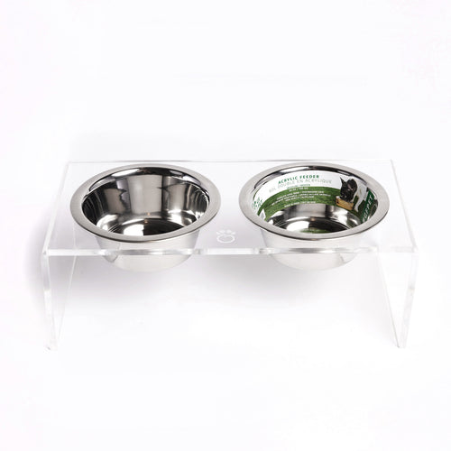 Acrylic Double Feeder - Clear by GF Pet.us