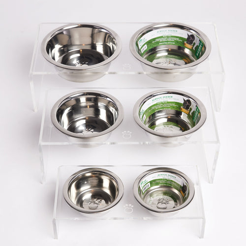 Acrylic Double Feeder - Clear by GF Pet.us