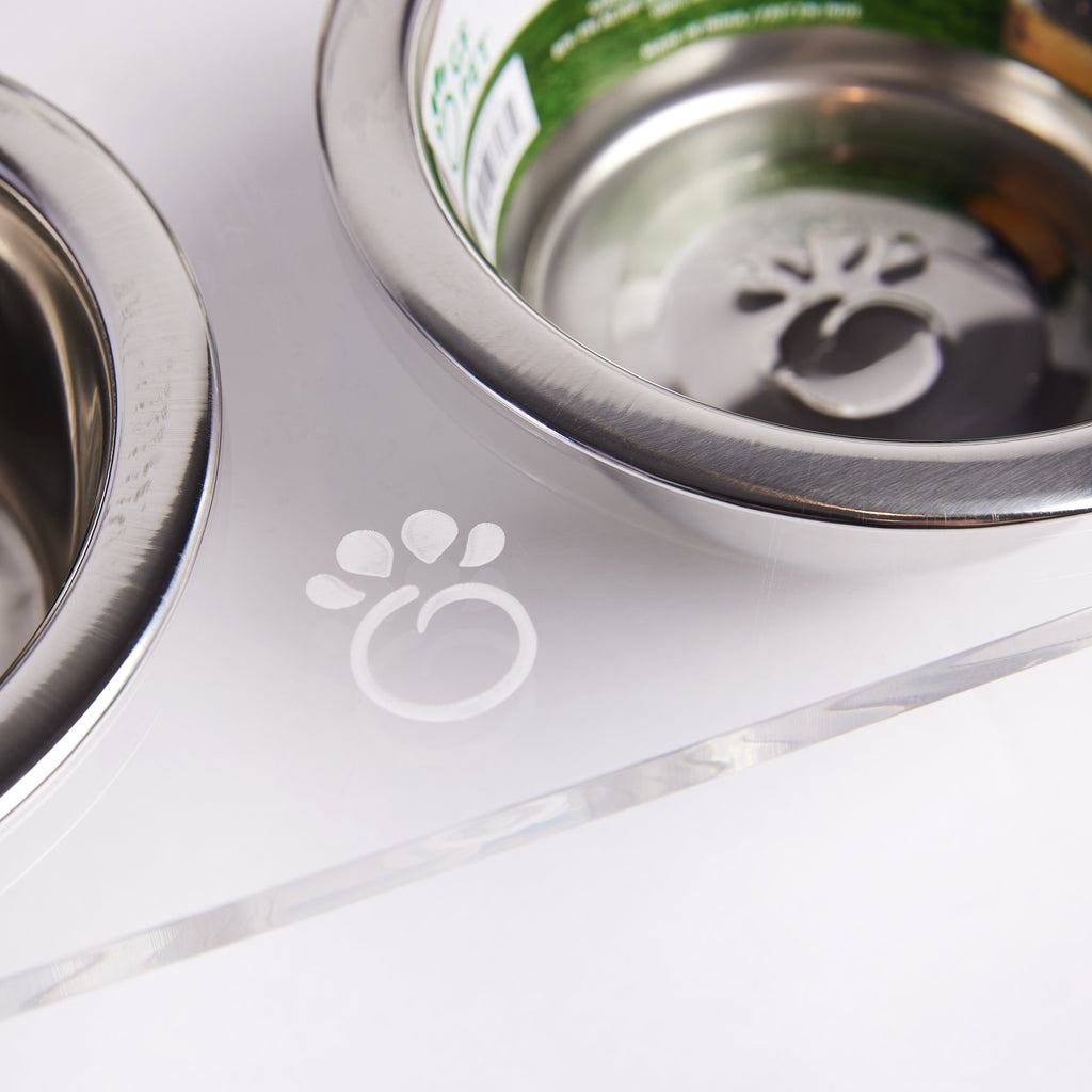 Acrylic Double Feeder - Clear by GF Pet.us