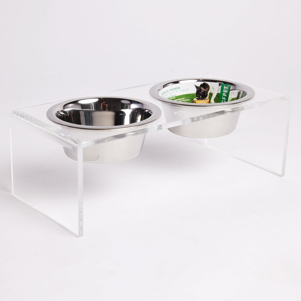 Acrylic Double Feeder - Clear by GF Pet.us
