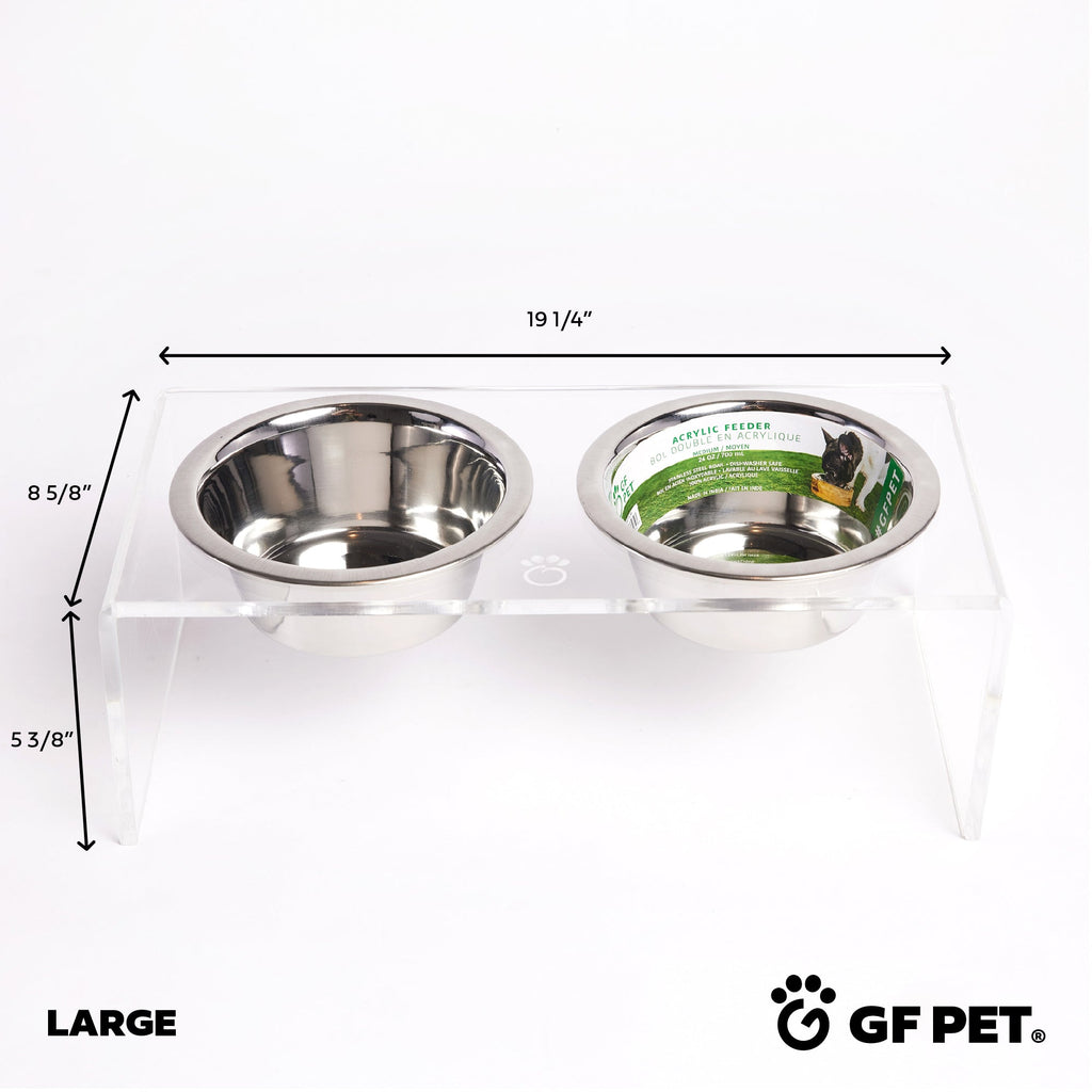 Acrylic Double Feeder - Clear by GF Pet.us