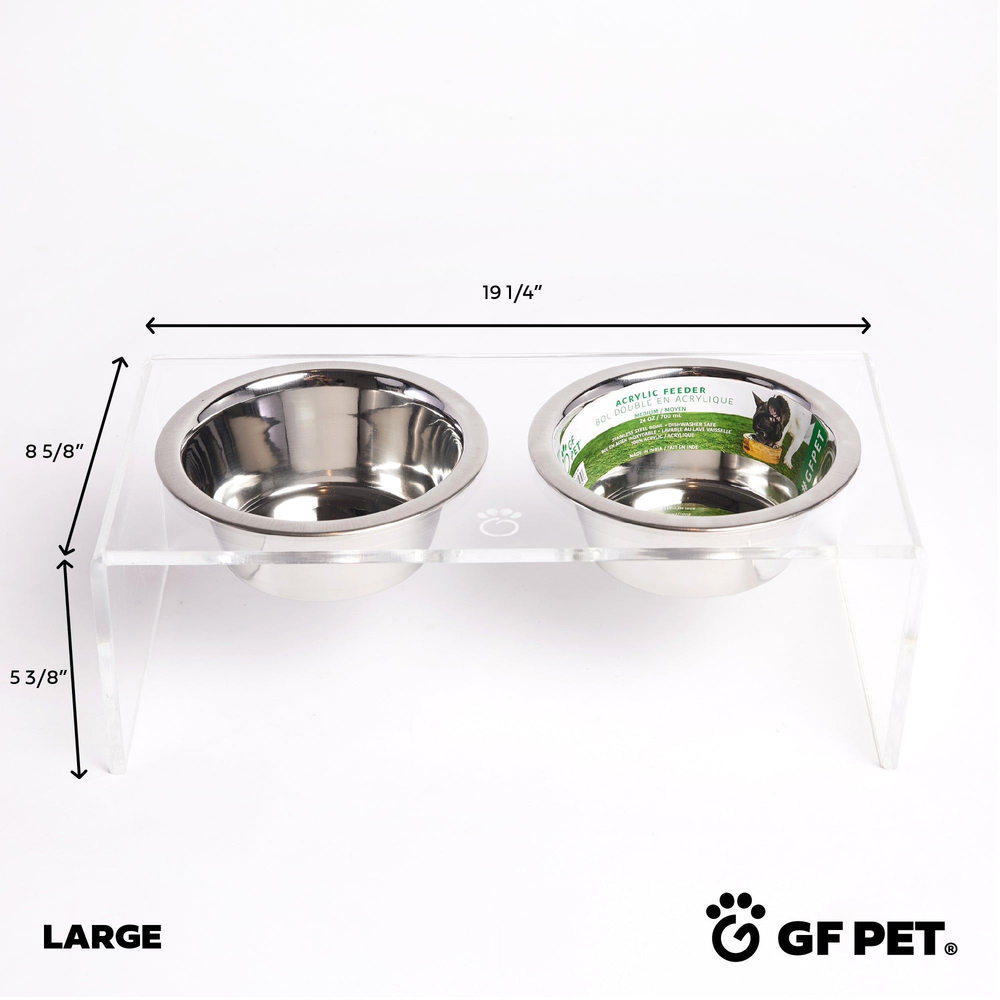 Acrylic Double Feeder - Clear by GF Pet.us