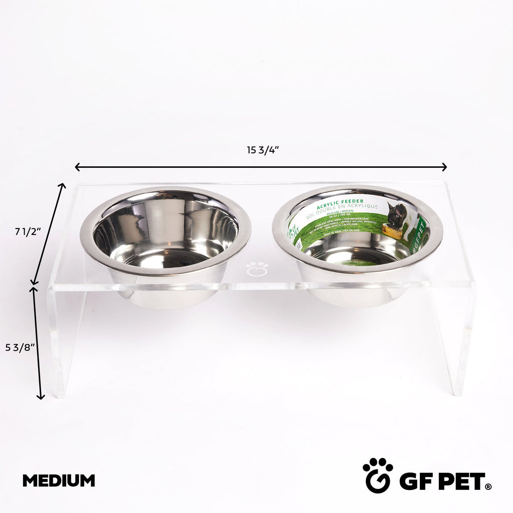Acrylic Double Feeder - Clear by GF Pet.us