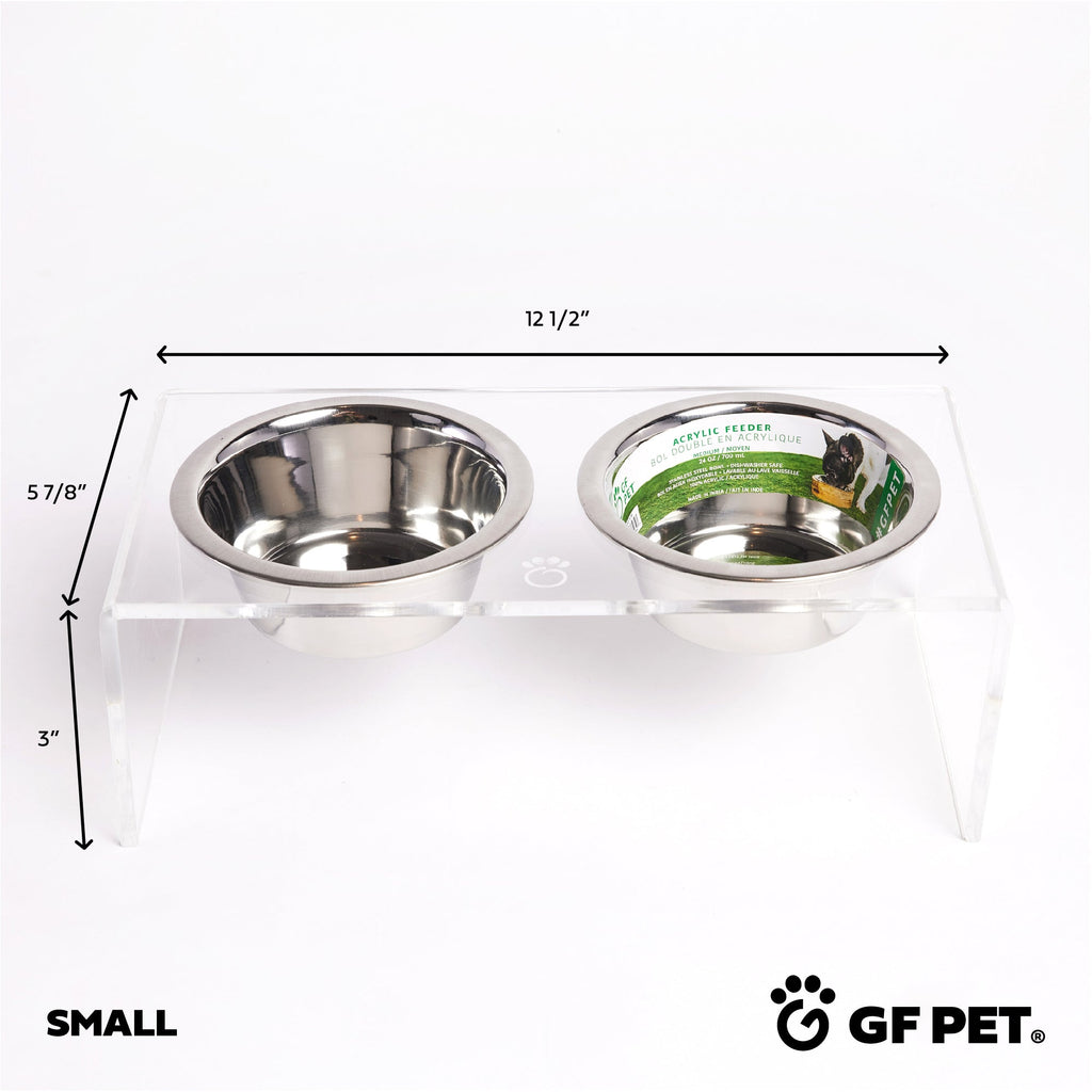 Acrylic Double Feeder - Clear by GF Pet.us