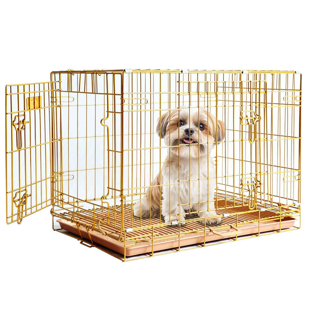 24-42" Collapsible Copper Gold Dog Crate GLD24-42 by Homey Pet Official