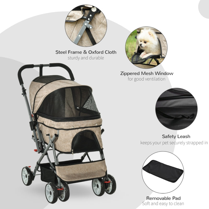 Pet Foldable Travel Carriage Stroller with Reversible Handle by Furr Baby Gifts