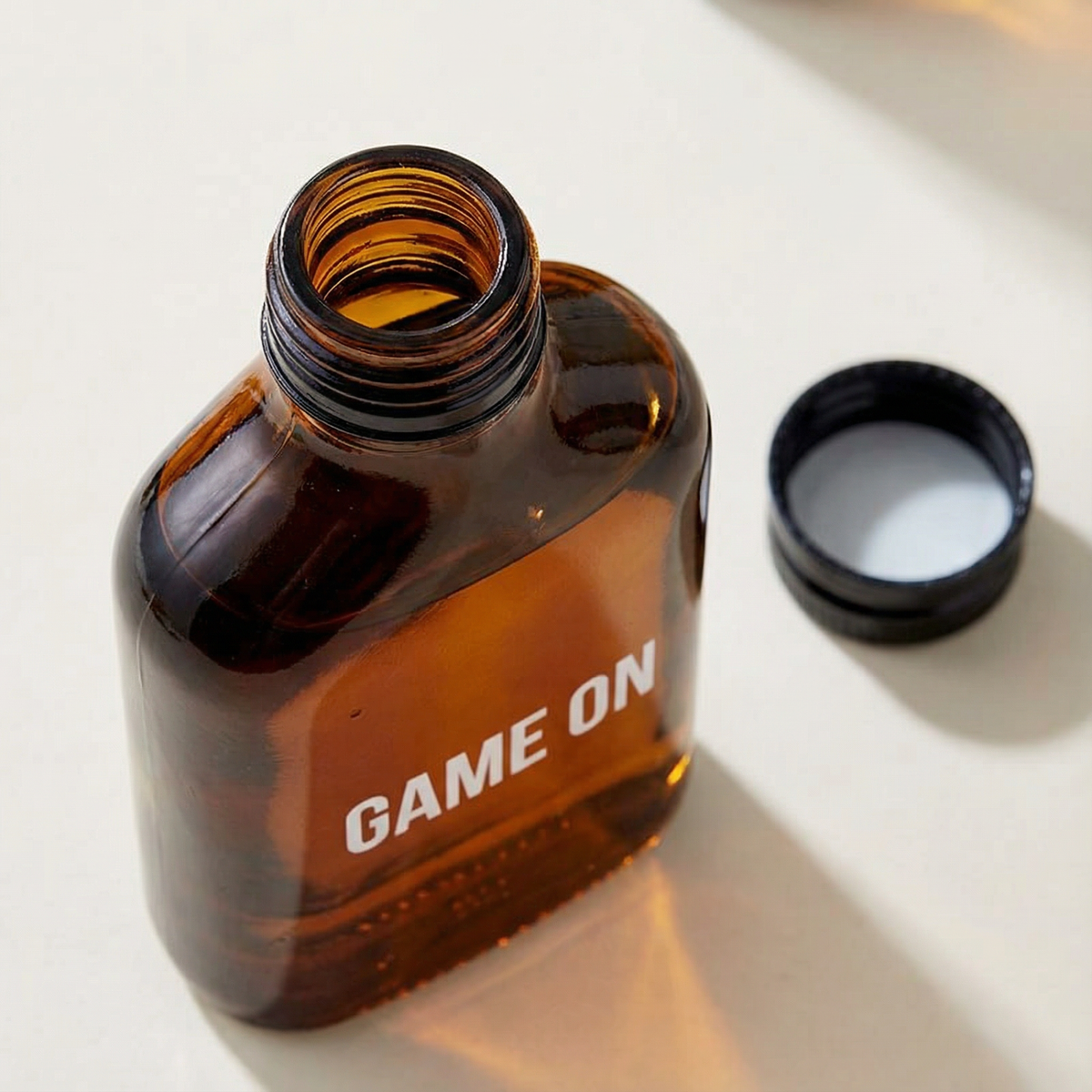 Game On Amber Mini Flask | Fathers Day, Dad Gift, Sports Themed Liquor Bottle | Glass by The Bullish Store