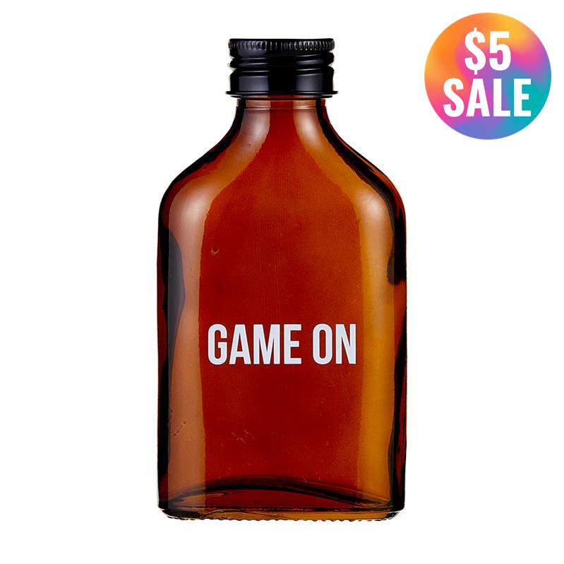 Game On Amber Mini Flask | Fathers Day, Dad Gift, Sports Themed Liquor Bottle | Glass by The Bullish Store