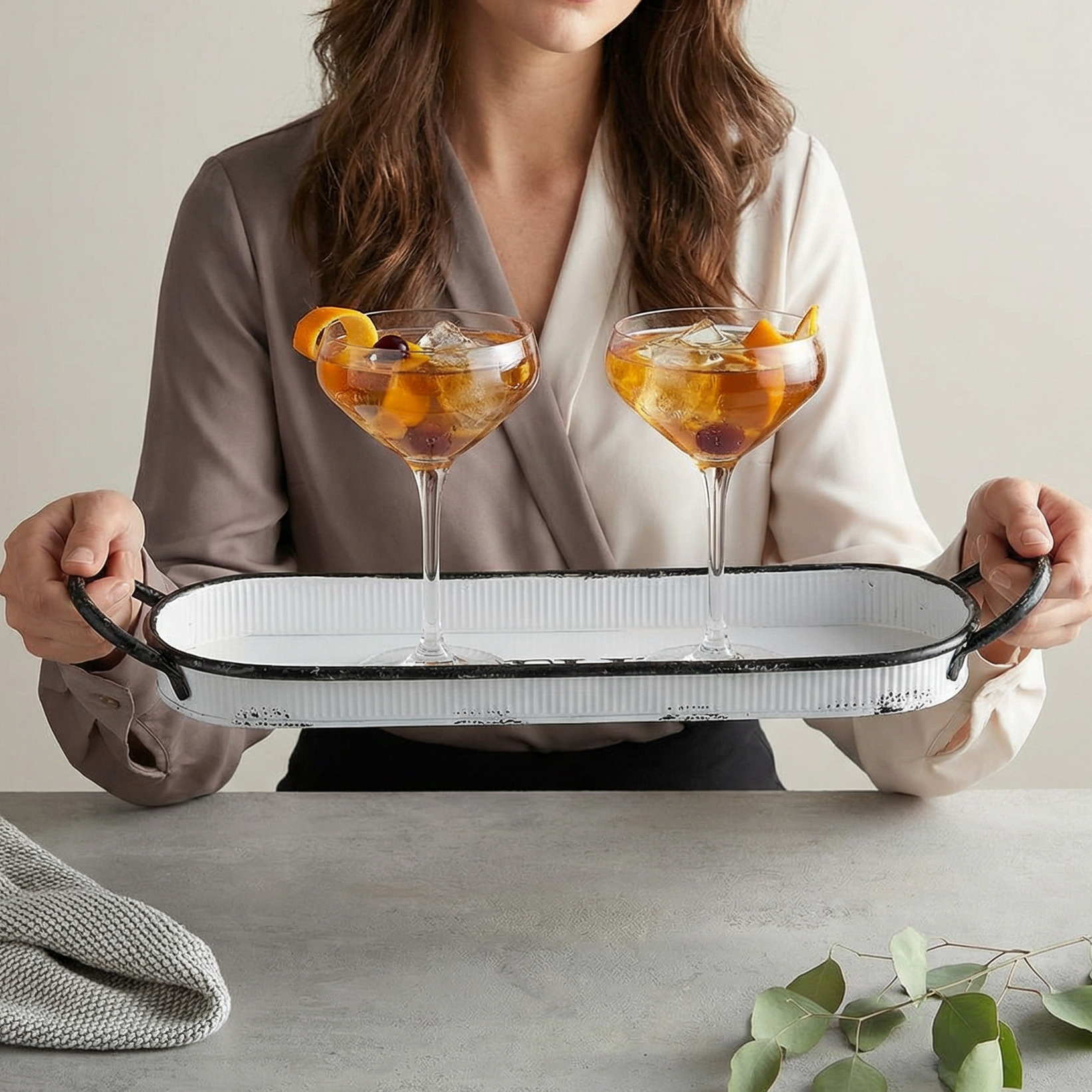 Gather Oval Tray | Decorative Metal Rustic Serving Tray | 20" x 6.5" by The Bullish Store