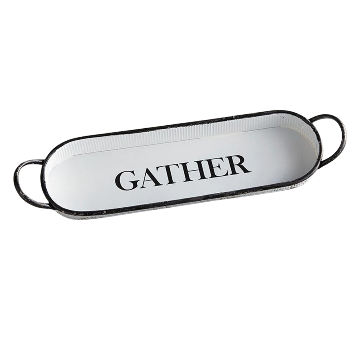 Gather Oval Tray | Decorative Metal Rustic Serving Tray | 20" x 6.5" by The Bullish Store