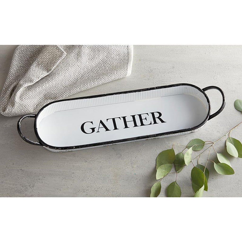 Gather Oval Tray | Decorative Metal Rustic Serving Tray | 20" x 6.5" by The Bullish Store