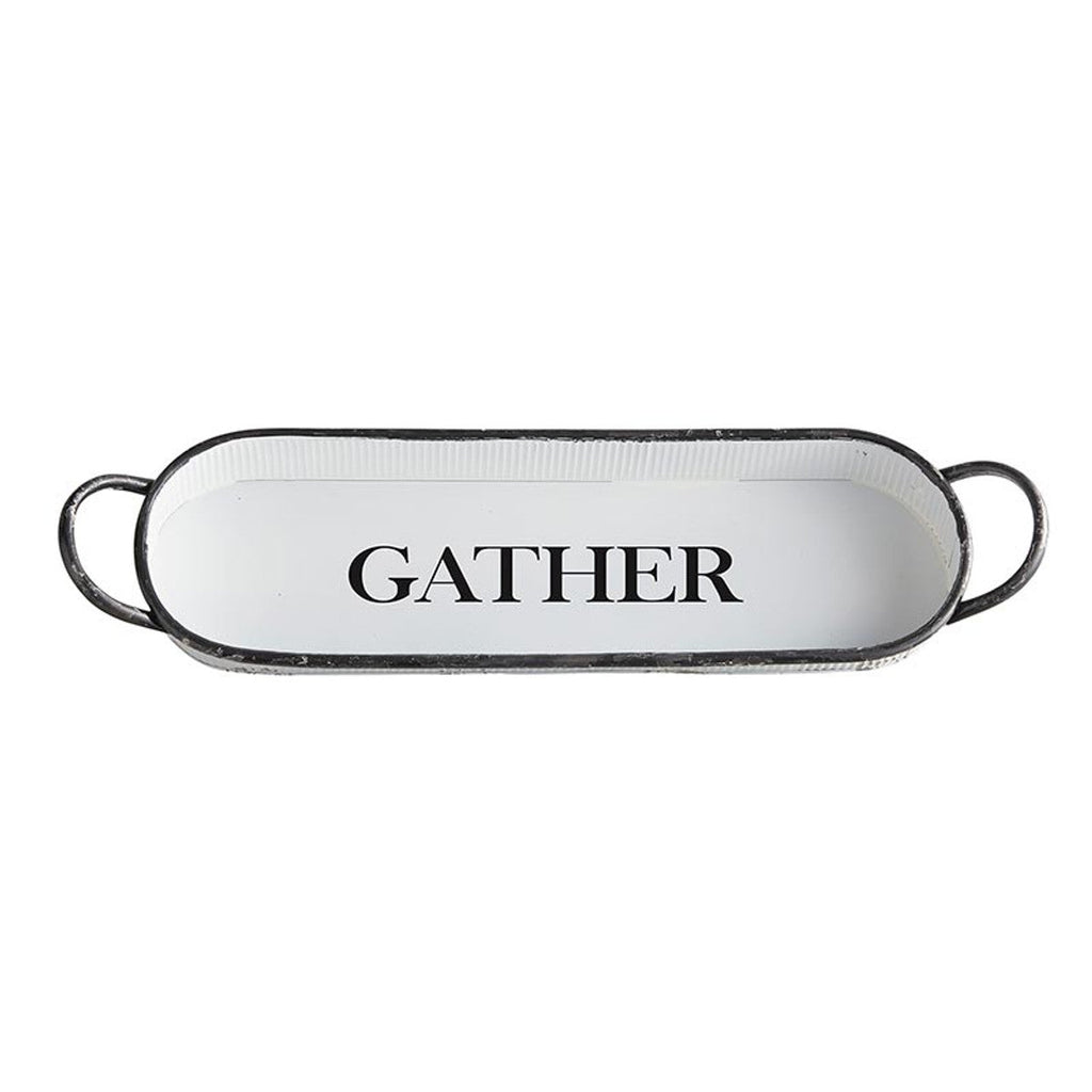 Gather Oval Tray | Decorative Metal Rustic Serving Tray | 20" x 6.5" by The Bullish Store