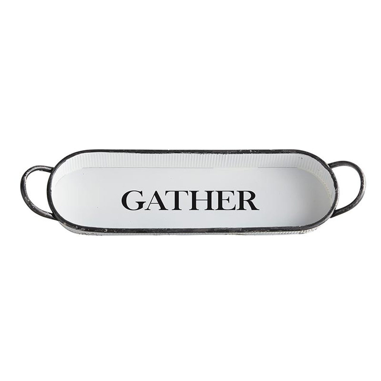 Gather Oval Tray | Decorative Metal Rustic Serving Tray | 20" x 6.5" by The Bullish Store