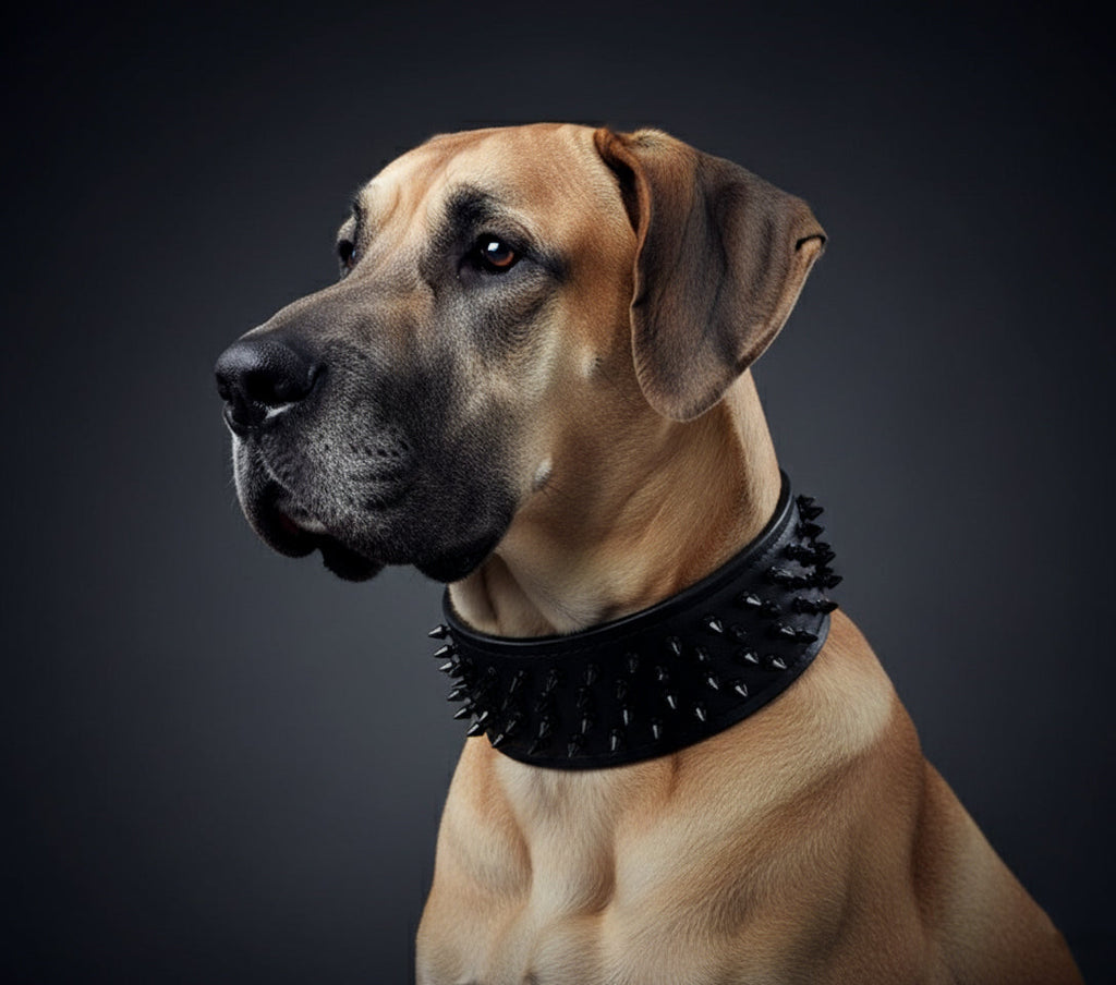 Black ''Crown'' soft leather dog collar by Bestia Dog Gear