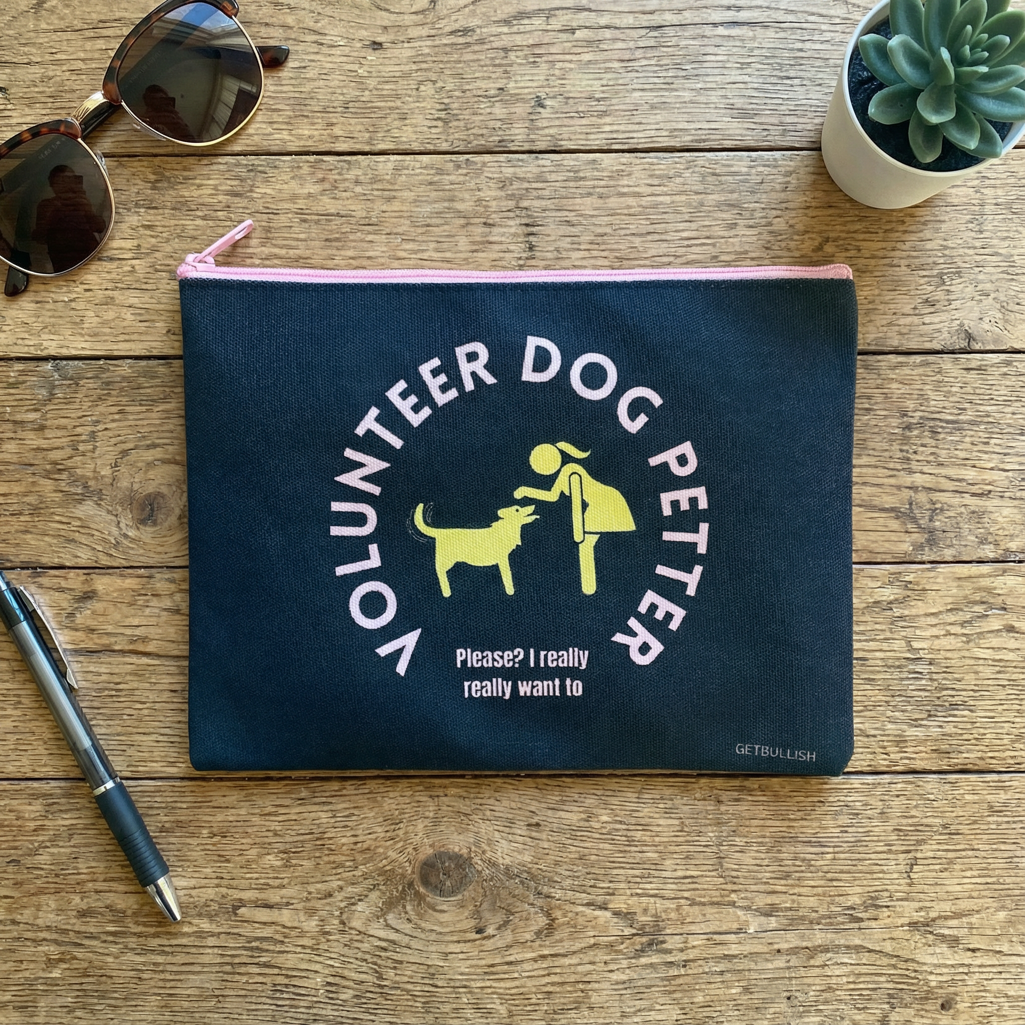GetBullish Volunteer Dog Petter Canvas Zipper Pouch 9.5" x 7" | Cosmetics Bag or Pencil Case by The Bullish Store