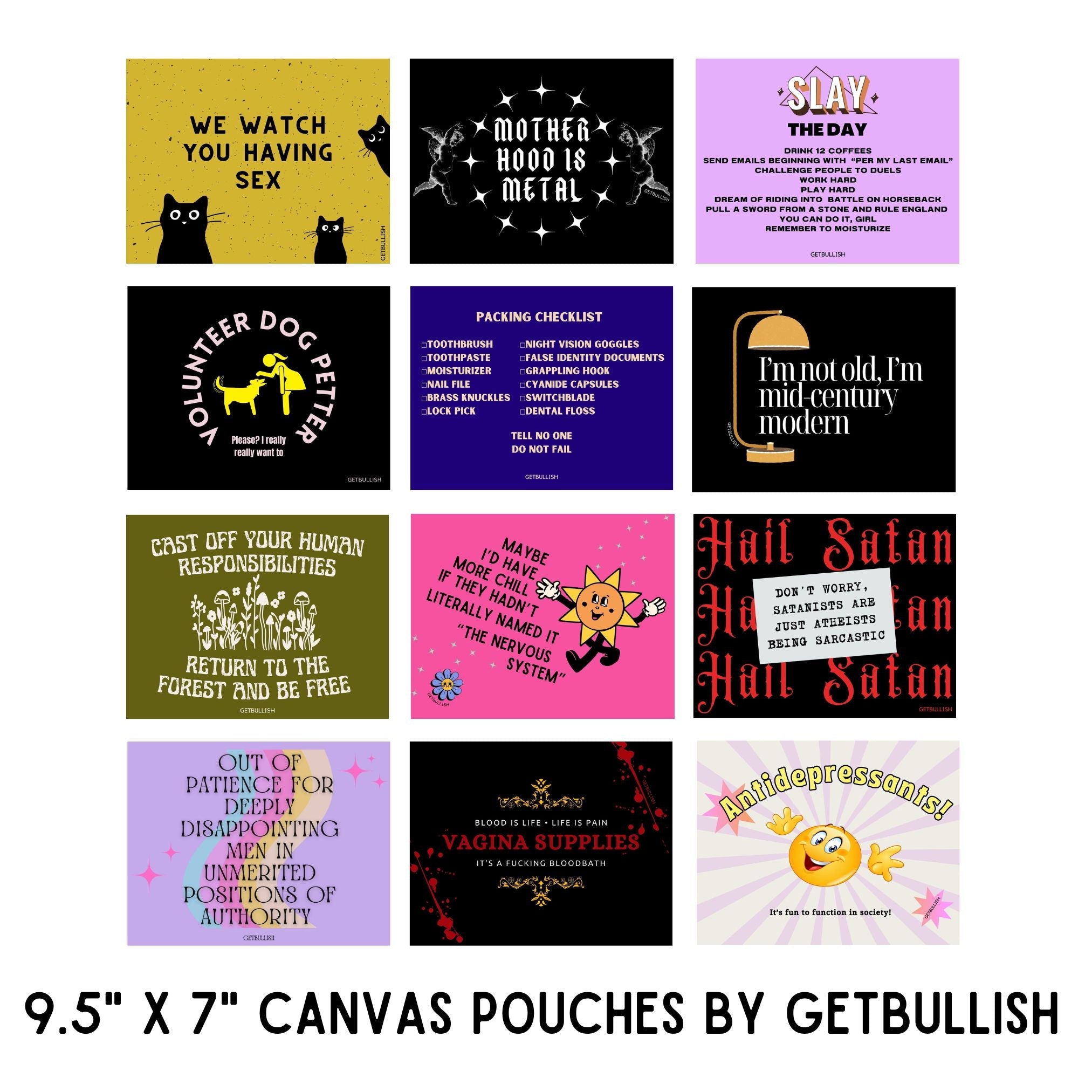GetBullish Volunteer Dog Petter Canvas Zipper Pouch 9.5" x 7" | Cosmetics Bag or Pencil Case by The Bullish Store