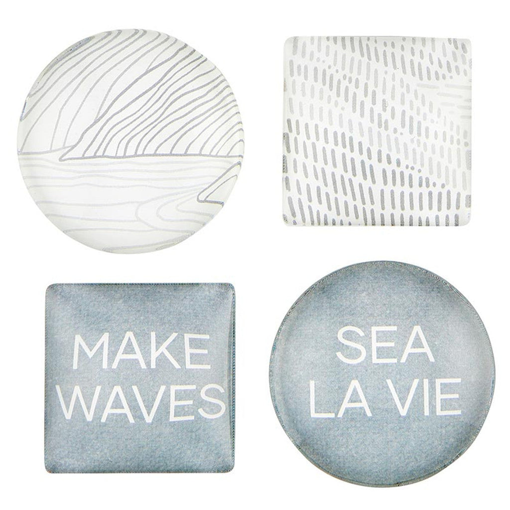 Gift Boxed Magnet Set | Make Waves Glass Magnet Set of 4 | Sea Inspired Art Design by The Bullish Store