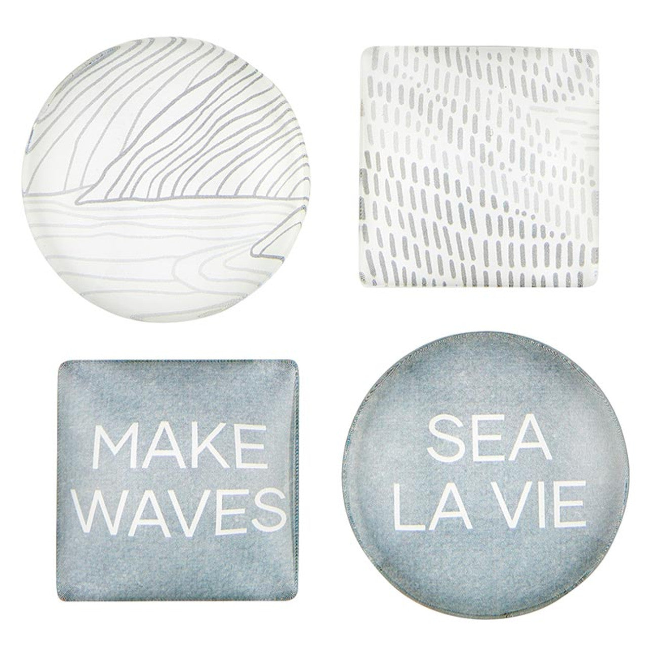 Gift Boxed Magnet Set | Make Waves Glass Magnet Set of 4 | Sea Inspired Art Design by The Bullish Store