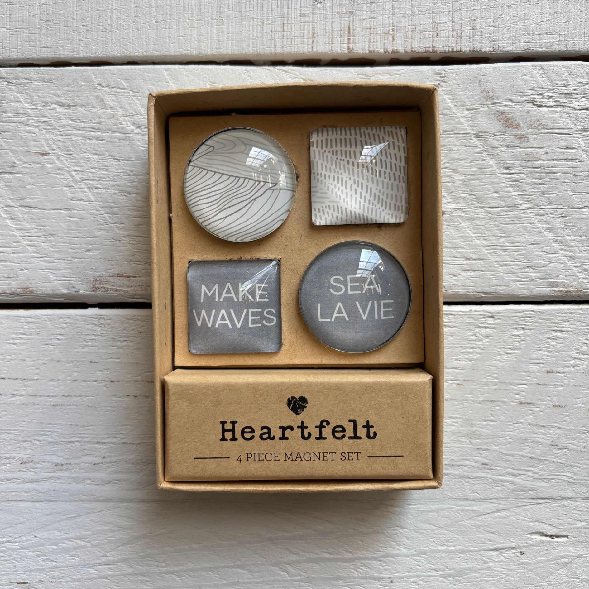 Gift Boxed Magnet Set | Make Waves Glass Magnet Set of 4 | Sea Inspired Art Design by The Bullish Store
