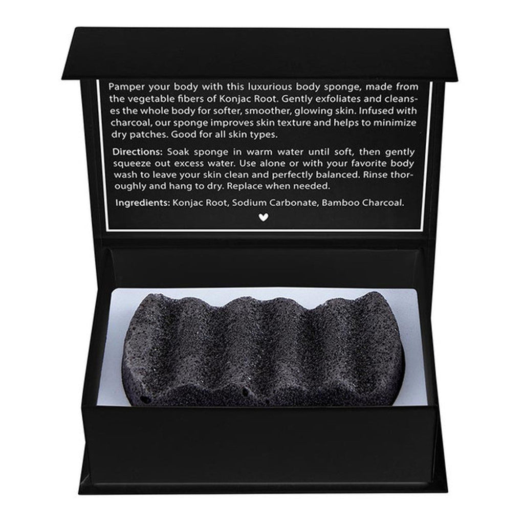 Charcoal Konjac Body Sponge | All-Natural Scrub Sponge Detoxify Exfoliate Skin by The Bullish Store