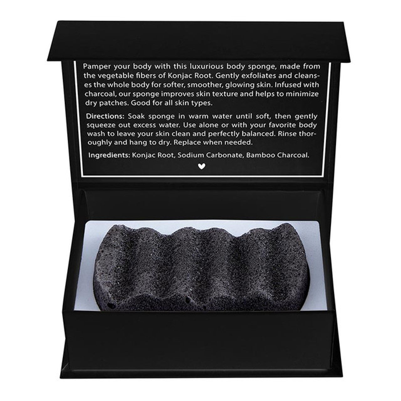 Charcoal Konjac Body Sponge | All-Natural Scrub Sponge Detoxify Exfoliate Skin by The Bullish Store