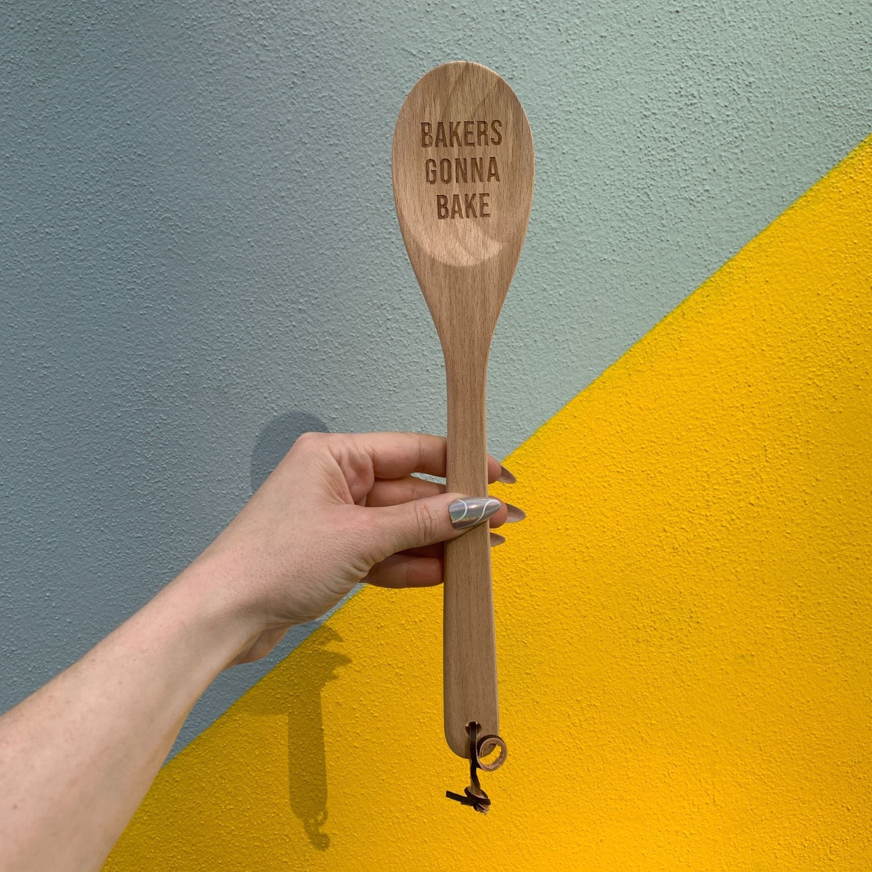 Bakers Gonna Bake Cooking Spoon | Wooden Kitchen Utensil in Canvas Gift Bag by The Bullish Store