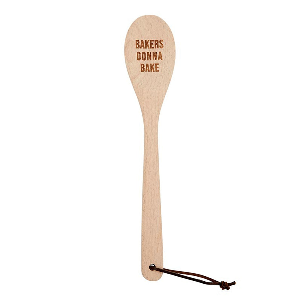 Bakers Gonna Bake Cooking Spoon | Wooden Kitchen Utensil in Canvas Gift Bag by The Bullish Store