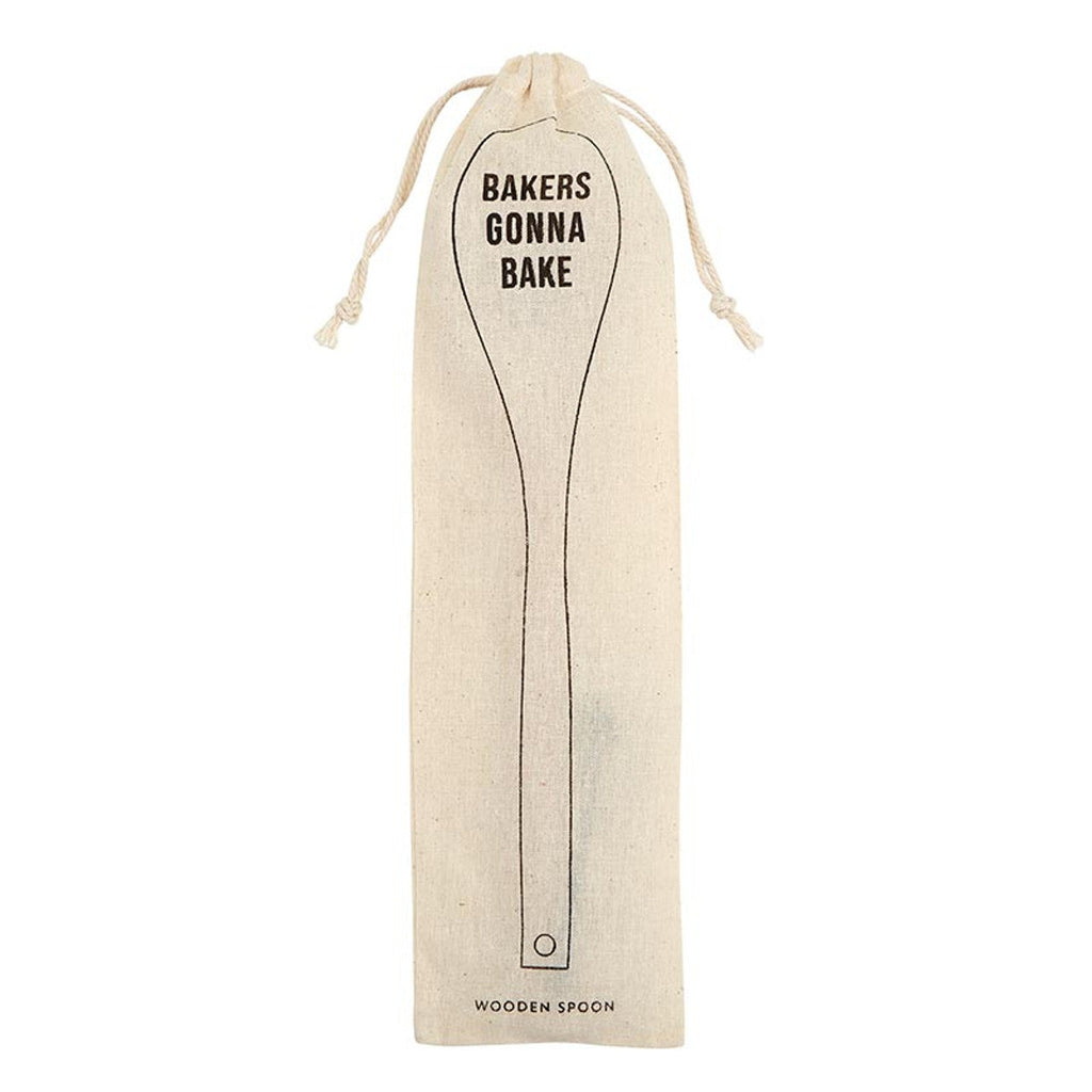 Bakers Gonna Bake Cooking Spoon | Wooden Kitchen Utensil in Canvas Gift Bag by The Bullish Store