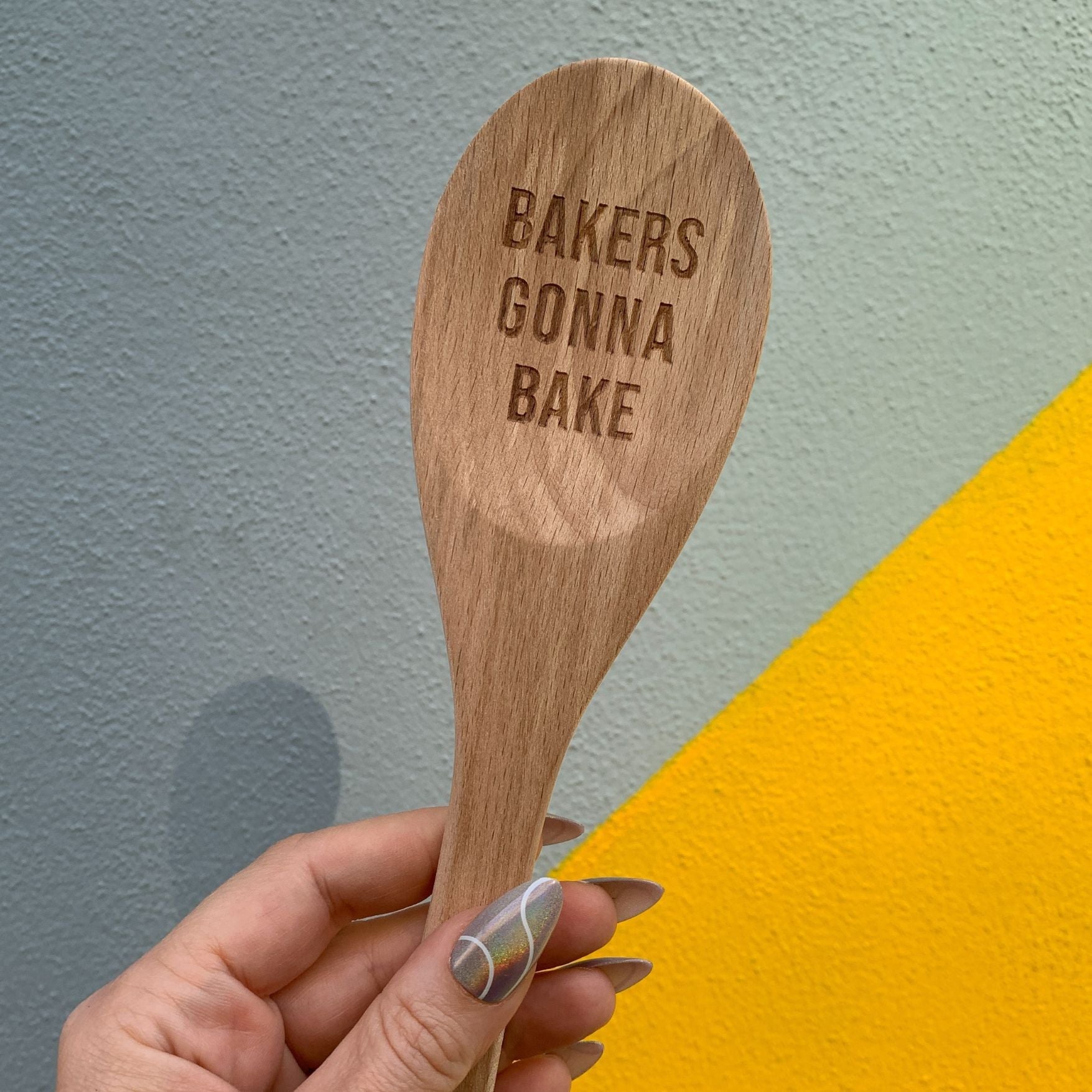 Bakers Gonna Bake Cooking Spoon | Wooden Kitchen Utensil in Canvas Gift Bag by The Bullish Store